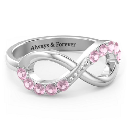 Birthstone Infinity Accent Ring – Sterling Silver with Pink Tourmaline