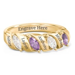 Spiral Marquise Row Ring