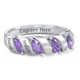 Spiral Marquise Row Ring in 925 Sterling Silver