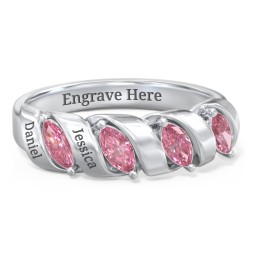 Spiral Marquise Row Ring in 925 Sterling Silver