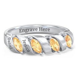 Spiral Marquise Row Ring in 925 Sterling Silver