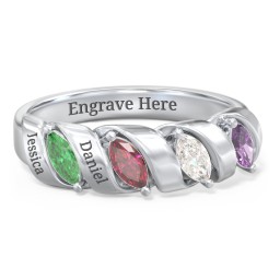 Spiral Marquise Row Ring in 925 Sterling Silver
