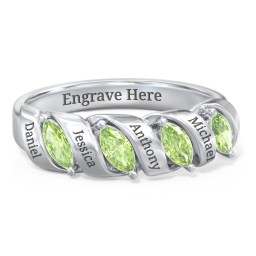 Spiral Marquise Row Ring in 925 Sterling Silver with Peridot
