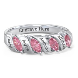 Spiral Marquise Row Ring in 925 Sterling Silver with Pink Tourmaline