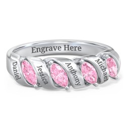 Spiral Marquise Row Ring in 925 Sterling Silver with Pink Tourmaline