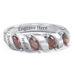 Spiral Marquise Row Ring in 925 Sterling Silver with Garnet and Citrine