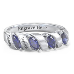 Spiral Marquise Row Ring in 925 Sterling Silver with Blue Sapphire and Citrine