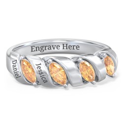 Spiral Marquise Row Ring in 925 Sterling Silver with Citrine