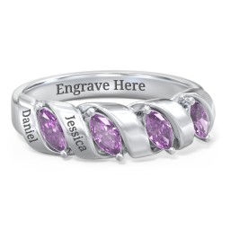 Spiral Marquise Row Ring in 925 Sterling Silver with Amethyst and Citrine
