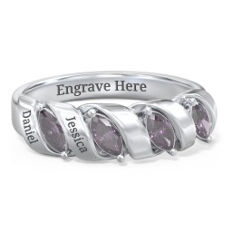 Spiral Marquise Row Ring in 925 Sterling Silver with Alexandrite and Citrine