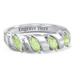 Spiral Marquise Row Ring in 925 Sterling Silver with Peridot and Citrine