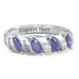 Spiral Marquise Row Ring in 925 Sterling Silver with Blue Sapphire and Citrine