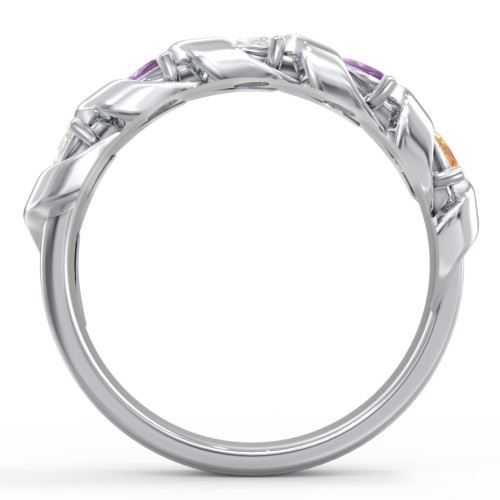 Spiral Marquise Row Ring – Sterling Silver with Cubic Zirconia, Amethyst, and Citrine