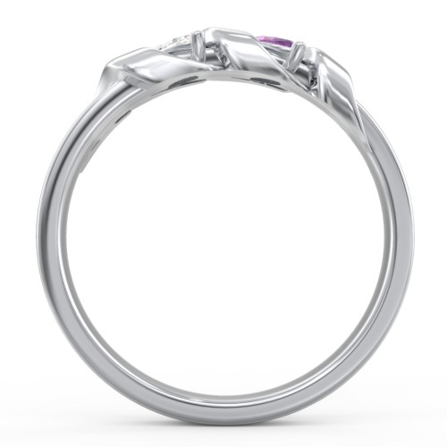 Spiral Marquise Row Ring – Sterling Silver with Cubic Zirconia and Amethyst
