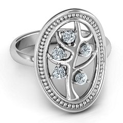 Organic Tree of Life Ring – Sterling Silver with Cubic Zirconia