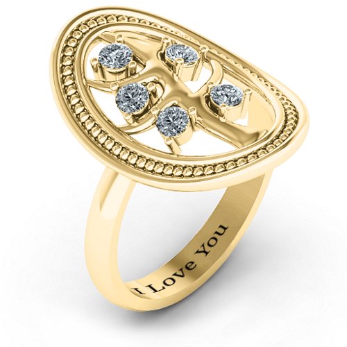 Organic Tree of Life Ring – 10K Yellow Gold with Cubic Zirconia