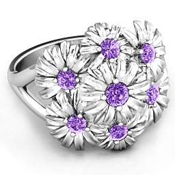 In Full Bloom Ring in 925 Sterling Silver with Amethyst