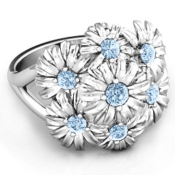 In Full Bloom Ring in 925 Sterling Silver with Aquamarine