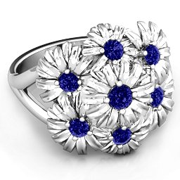 In Full Bloom Ring in 925 Sterling Silver with Blue Sapphire