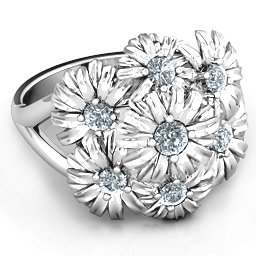 In Full Bloom Ring in 925 Sterling Silver with Cubic Zirconia