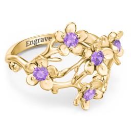Garden Party Ring in 10K Solid Yellow Gold with Amethyst