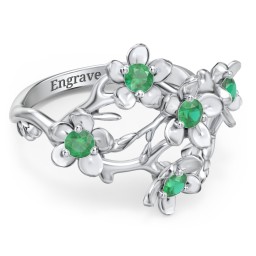 Garden Party Ring in 925 Sterling Silver with Emerald