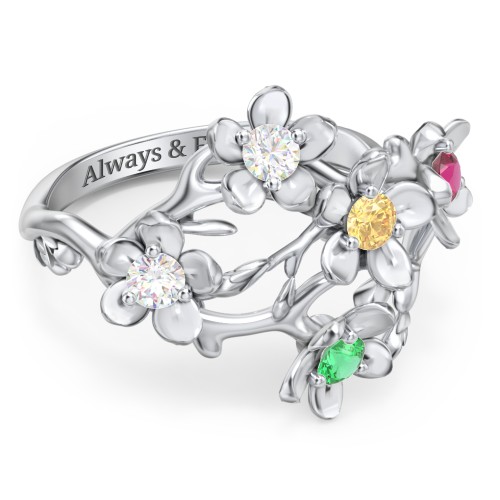 Garden Party Ring – Sterling Silver with Diamond, Citrine, Ruby, and Emerald
