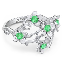 Garden Party Ring in 925 Sterling Silver with Emerald