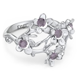 Garden Party Ring in 925 Sterling Silver with Alexandrite