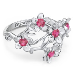 Garden Party Ring in 925 Sterling Silver with Ruby