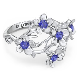 Garden Party Ring in 925 Sterling Silver with Blue Sapphire