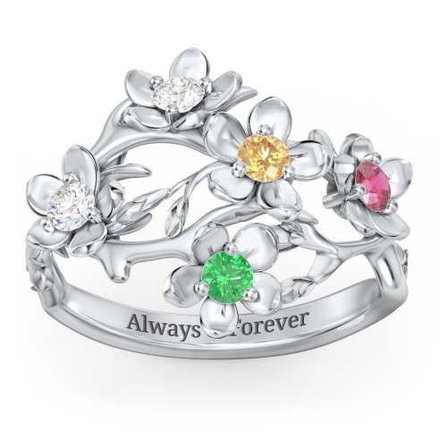 Garden Party Ring – Sterling Silver with Diamond, Citrine, Ruby, and Emerald
