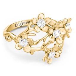 Garden Party Ring in 10K Solid Yellow Gold with Cubic Zirconia