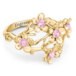 Garden Party Ring in 10K Solid Yellow Gold with Pink Tourmaline