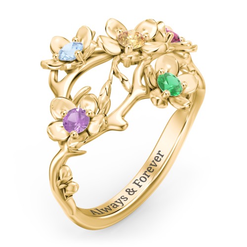Garden Party Ring – 10K Yellow Gold with Blue Topaz, Amethyst, Citrine, Ruby, and Emerald