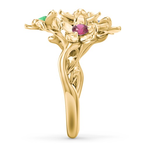 Garden Party Ring – 10K Yellow Gold with Blue Topaz, Amethyst, Citrine, Ruby, and Emerald