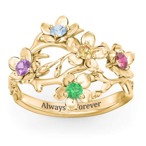 Garden Party Ring – 10K Yellow Gold with Blue Topaz, Amethyst, Citrine, Ruby, and Emerald