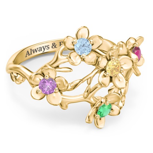 Garden Party Ring – 10K Yellow Gold with Blue Topaz, Amethyst, Citrine, Ruby, and Emerald