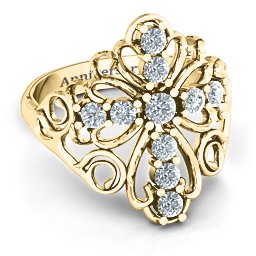 Sparkling Spirituality Cross Ring