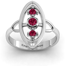 "Soulful Window" Ring in 925 Sterling Silver with Ruby