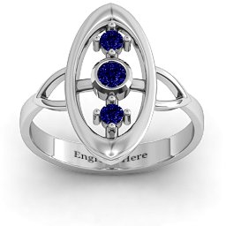 "Soulful Window" Ring in 925 Sterling Silver with Blue Sapphire