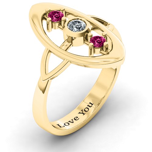 "Soulful Window" Ring – 10K Yellow Gold with Cubic Zirconia and Ruby