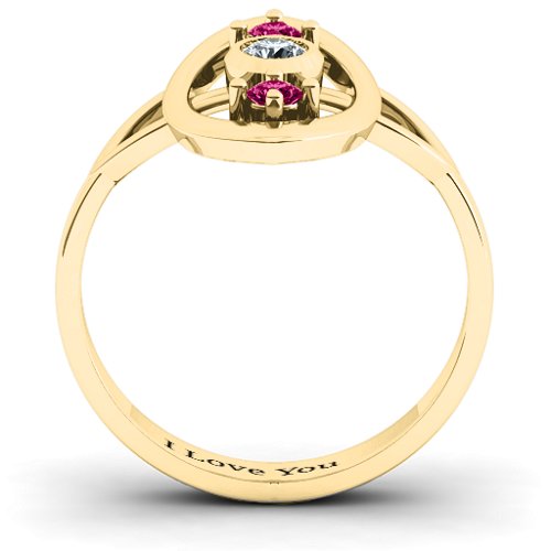 "Soulful Window" Ring – 10K Yellow Gold with Cubic Zirconia and Ruby