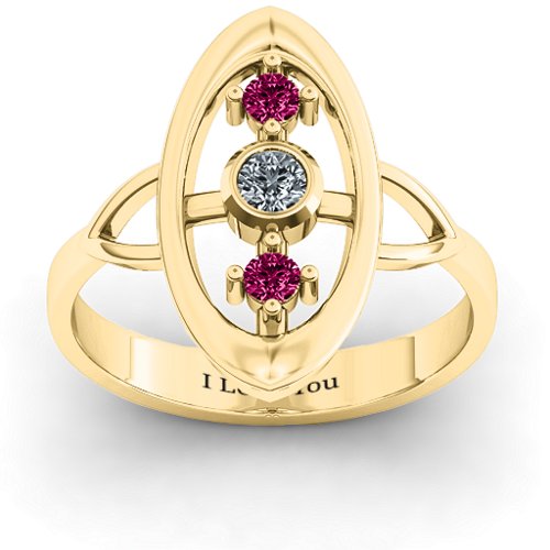 "Soulful Window" Ring – 10K Yellow Gold with Cubic Zirconia and Ruby