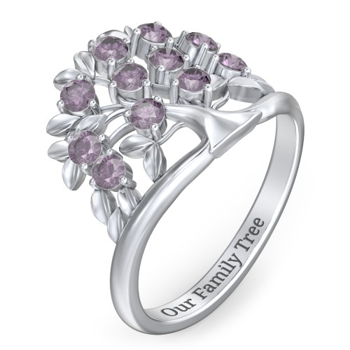 Family Tree Ring – Sterling Silver with Alexandrite
