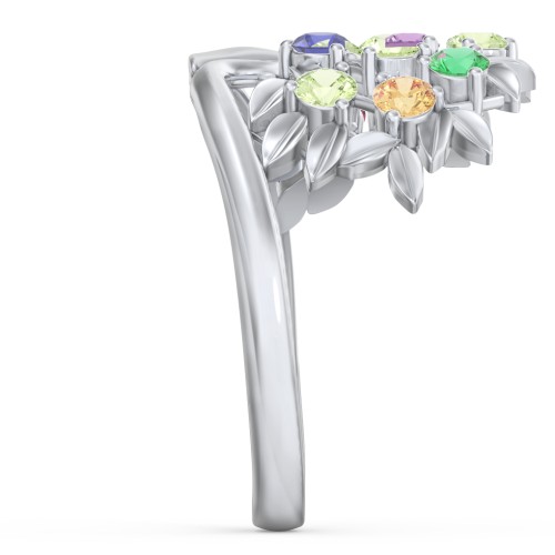 Family Tree Ring – Sterling Silver with Pink Tourmaline, Peridot, Emerald, Amethyst, Citrine, Ruby, and Blue Sapphire