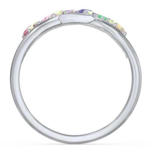 Family Tree Ring – Sterling Silver with Pink Tourmaline, Peridot, Emerald, Amethyst, Citrine, Ruby, and Blue Sapphire