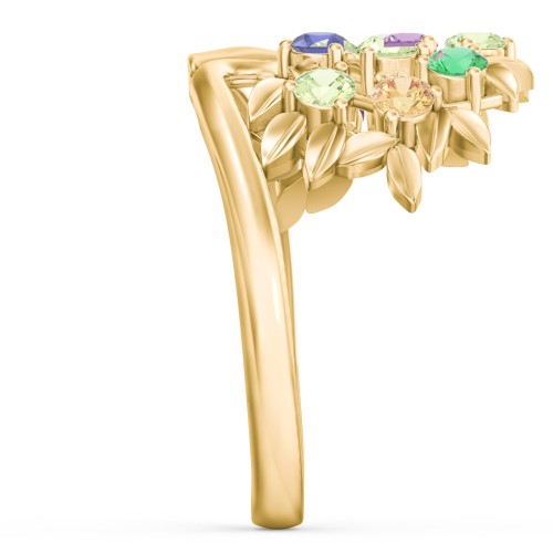 Family Tree Ring – 10K Yellow Gold with Pink Tourmaline, Peridot, Emerald, Amethyst, Citrine, Ruby, and Blue Sapphire