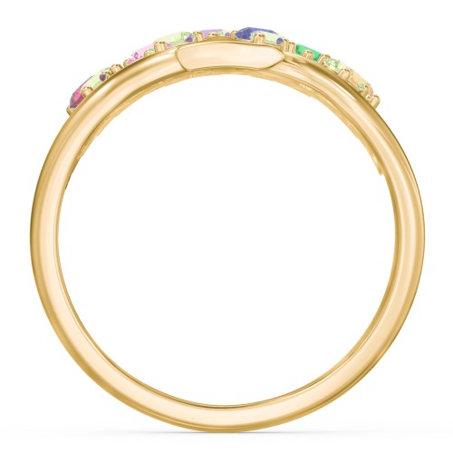 Family Tree Ring – 10K Yellow Gold with Pink Tourmaline, Peridot, Emerald, Amethyst, Citrine, Ruby, and Blue Sapphire