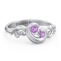 "Cradle of Love" Ring in 925 Sterling Silver with Amethyst